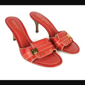 Louis Vuitton Red Leather Suhali Sandals 38.5 $450